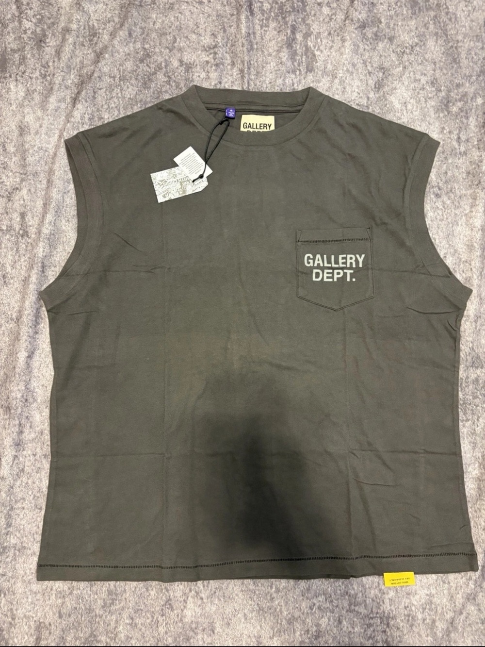 Gallery Dept Gray Sleeveless Pocket Tee with Chest Logo